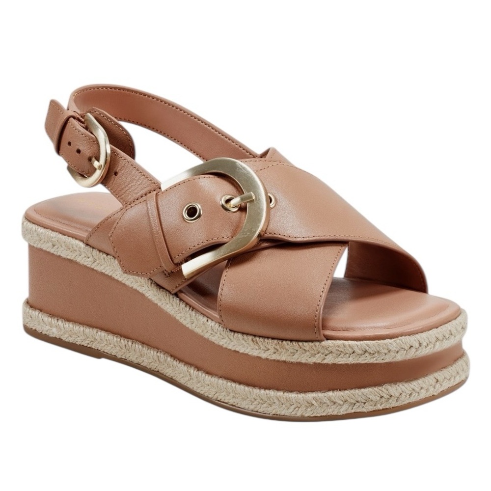 NWT MARC FISHER RENDA SLINGBACK ESPADRILLE PLATFORM WEDGE SANDALS‎ SIZE 9.5